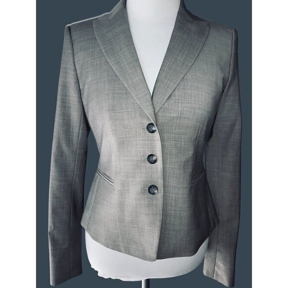 $198 NWT ANN TAYLOR LADIES COLLARED BUTTON LINED LONG SLEEVE LIGHT GRAY BLAZER 2 - Picture 6 of 8